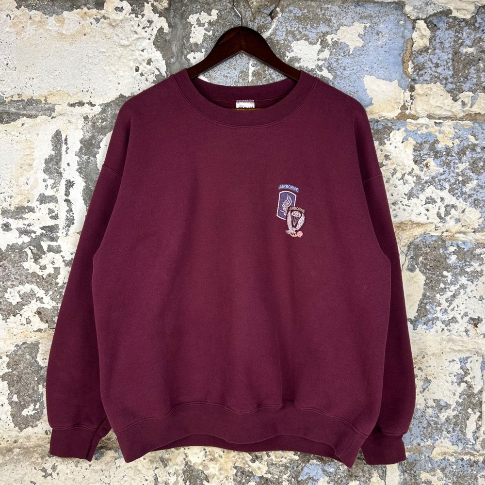 503rd Infantry Airborne Crewneck Sweatshirt Faded Maroon Military Mens Large